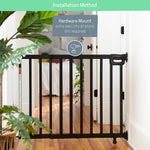 Summer Infant Deluxe Stairway Simple to Secure Safety Pet and Baby Gate,30'-48' Wide, 32' Tall, Install on Wall or Banister in Doorway or Stairway,Hardware Mount, Auto Close Walk-Thru Door-Black Wood