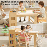 WINGYZ Kids Art Table and Chairs - Toddler Activity Table and 2 Chair Set with Storage Cabinet, 5 in 1 Kids Desk Craft Table with Paper Roll for Drawing Playrooms Daycare Classroom Gifts
