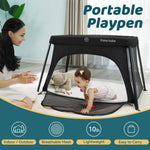 Pamo Babe Travel Crib - Lightweight Baby Playard with Zip Door, Carry Bag for Airplane - Easy to Carry