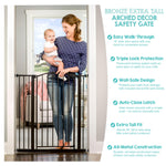 Regalo 36" Extra Tall Home Accent Arch Baby Gate for Doorways & Bottom of Stairs, Pressure Mount for Babies, Toddlers & Pets, Ages 6-24 Months, Tested & Safe, White