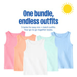 Garanimals Baby & Toddler Girl Solid Tank Tees - Kid's Sleeveless Tank Top - Size 6-9 Months - Pink, Orange, Blue, White - 5 Pack