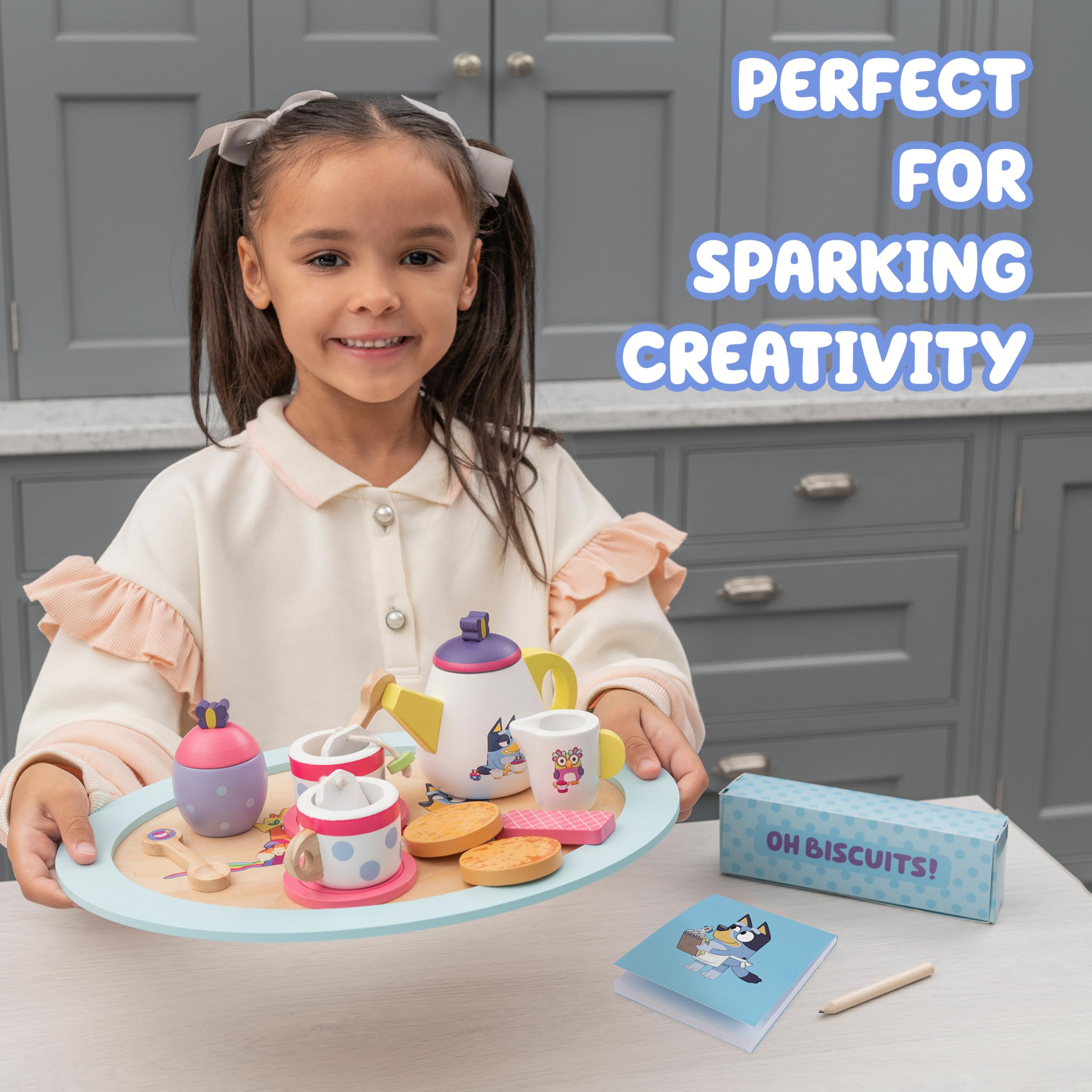 8th Wonder Bluey Toys Wooden Tea Party Set, - Pretend Play - Bluey ...
