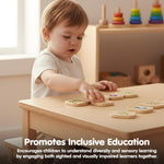 PlanToys® Braille Numbers 1–10 Wooden Montessori Counting and Tactile Learning Toy | Early Math, Sensory Exploration and Inclusive Education Activity | Eco Friendly Educational Number Set