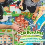 plumlik Car Rug Play Mat for Kids Toy Cars, Road Traffic Playmat for Kid Bedroom, Non-Slip Machine Washable Town City Race Track Carpet for Learn and Have Fun 3'x4'/ 36"x48"
