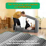 Frolic & Fun 16Pcs Modular Kids Play Couch for Toddlers, Fold Out Kids Couch Building Fort for Playroom Bedroom, Kid Convertible Explorer Sofa Cushions for Boys & Girls Grey