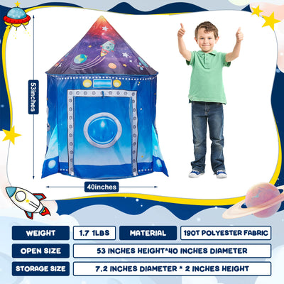 Kirkjufell Rocket Ship Kids Tent, Pop Up Play Toy Tent for Kids, Toddler Tent Large Space Indoor Playhouse. Unique Play Tent for Toddlers Boys & Girls. Best Birthday Gift for 3 4 5 Years Old Kids Toys