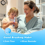 Papablic Toddler Sonic Electric Kids Toothbrush for Ages 1-3 Years, Baby Electric Toothbrush with Cute Penguin Cover and Smart LED Timer, 2 Brush Heads (Pippin)