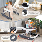 Wolfcode 5-in-1 Music and Lights Baby Walker Foldable with 5 Adjustable Heights, Baby Walker with Wheels and Bouncer Combo Portable, Infant Toddler Walker for Baby Boy Girls 6-18 Months