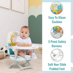 Dream On Me Munch N Go Booster Seat for Dining Table, Lightweight Compact Fold Travel Booster Seat, 3-in-1 Convertible, Four Level Height Adjustment and Easy Tray Removal