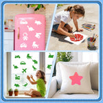 24PCS Stencils for Kids, 8 inches Large Stencils for Painting Crafts Reusable Stencil Washable Drawing Primary Shape Stencil Template for Paper Fabric Wall