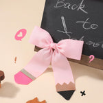 Hair Bows for Girls doboi 2PCS 4.5"Baby Hair Clips Pencil Ribbon Hair Accessories Hair Bow Alligator Clips for Baby Girls Toddlers Kids Teenagers Children Back to School Pink Bows in Pairs