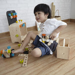 PlanToys® Construction Set Wooden Montessori Building and Engineering Toy | Fine Motor, Creativity and Early STEM Skill Development | Eco Friendly Educational Open Ended Play Kit