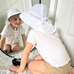 2-Pack Toddler Baby Sun Hat Summer UPF 50+ Protection for Boys Girls Kids Adjustable Beach Hats with Bucket Wide Brim Age 1-7 Years Outdoor(Small,Pink + White)