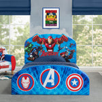 Delta Children Marvel Avengers Upholstered Twin Bed, Blue