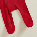 My First Christmas Baby Girl Outfit Long Sleeve Footed Romper Christmas Onesie Zipper Jumpsuit Newborn Clothes