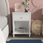 ALYIAMXL Kids Nightstand Modern Kids Bedside Table with One Drawer & Open Storage Shelf Wood End Side Table Toddler Nightstand for Bedroom Living Room (White)