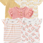 ZAVBABY Newborn Baby Girls Bodysuits Rib Summer Infant Clothes Outfit Set 9-12 Month
