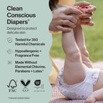 The Honest Company Clean Conscious Diapers for Delicate Skin | Up to 100% Leakproof | Hypoallergenic, Fragrance Free | Winter '25 Limited Edition Prints | Club Box, Size 4 (22-37 lbs), 54 Count