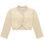Lilax Little Girls' Knit Long Sleeve Button Closure Bolero Cardigan Shrug (2 Years, Beige)