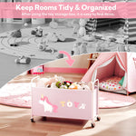 GRANNY SAYS Toy Box for Boys Girls, Extra Large Toy Chest Storage with Wheels, Metal Kids Toy Storage Organizer for Living Room Storage, 135L Toy Bins for Kids Organizer Stuffed Animals, Pink