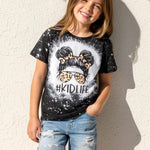 PATPAT Girls Shirts Size 7-8 Black Kid Life Graphic Tees, Kid Life Shirts for Little Girls, Crew Neck Short Sleeve Black Tops Trendy Clothes Going Out Outfit Preppy Tops