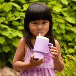 Infantino My 1st Tumbler, Silicone Sippy Cup with Straw & Handle, Spill-Resistant, for On-the-Go, BPA-Free Transition Cup, Lilac