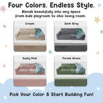 Cubby Couch 12-Piece Modular Kids Play Couch - Soft & Durable Toddler Couch with CertiPUR US Foam, Washable Covers - Playroom Furniture, Kids Sofa for Lounge, Living Room & Playroom - Green
