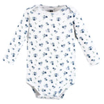 Hudson Baby baby girls Cotton Long-sleeve Bodysuits and Toddler T Shirt Set, Blue Toile 5-pack, 6-9 Months US