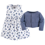 Luvable Friends baby girls and Cardigan Casual Dress, Blue Floral, 3-6 Months US
