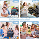 Diaper Bag Backpack Baby Bag for Mom Dad with Changing Pad, 19 Pockets, Large Waterproof Travel Baby Girl Boy Toddle Diaper Bag with Insulated Pocket, Baby Shower Gifts, Blue
