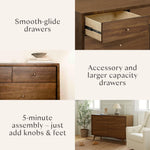 Babyletto Palma 7-Drawer Assembled Double Dresser in Natural Walnut, Greenguard Gold Certified