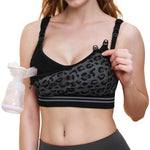 Momcozy Pumping Bra Hands Free | Seamless Nursing Bras for Pumping | Breast Pump Bra with Fixed Padding, Wireless Black