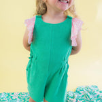 RuffleButts Girls Terry Cover-Up Romper - Bright Green, 2T