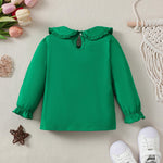 Magic Park 12M-6Y Baby Girl Long Sleeve Blouse Toddler Ruffle T-Shirt Kid Solid Color Tee Casual Tops Winter Clothes (12 Months, Long Green)