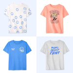 Garanimals Baby & Toddler Boy Mom Tees - Short Sleeve Tees - Kid's Casual Crew Neck - Size 3-6 Months - White, Blue, Orange, Light Grey - 4 Pack
