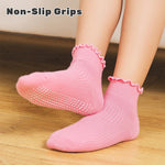 ANYANIME 6 Pairs Toddler Ruffle Socks for Girls Baby Grip Socks Non Slip Socks Cute Grippy Frilly