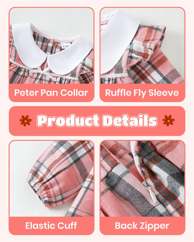 Little Girls Clothes 3t 4t Girl Fall Clothes Cute Bright Pink Plaid Winter Kids Dress Toddler Long Sleeve Swing Checkered Dresses Toddler Outfit