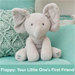 Animated Flappy The Elephant Plush, Singing Stuffed Animal Baby Toy for Ages 0 and Up, Gray, 12"