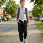 Avsead Toddler Boys Pants Sweatpant,4 Pack Pull On Cotton Jogger Outfits Clothes Sweat Pant Navy/Light Gray/Black/Dark Gray 3t