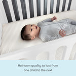 Newton Baby Galileo Mini Crib Solid Beech Wood with Wheels in White Color, Adjustable Mattress Height, Ultra-Safe Non-Toxic Finish, Mini Crib Mattress Included
