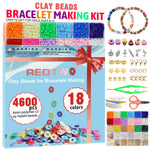 Redtwo 5100 Clay Beads Bracelet Making Kit, Flat Preppy Beads for Friendship Jewelry Making,Polymer Heishi Beads with Charms Gifts for Teen Girls Crafts for Girls Ages 8-12