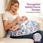 ACGROW Nursing Pillow - Memory Foam Bottle & Breastfeeding Pillow with Safety Fence - Ergonomic Support, with Wider Breast Feeding Cushion, Adjustable, Removable Cover, Baby Safety Certified Violet