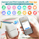 AI Sticker Printer, Mini Sticker Maker Machine for Kids and Adults, Portable Bluetooth Inkless Thermal Printer W/ 10 Rolls Thermal Paper, Pocket Photo & Label Maker for DIY, Journals, Study Notes