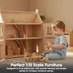 PlanToys® Dining Room Classic Set | Montessori Small World and Family Role Play | Eco Friendly Wooden Dining Room Furniture for Imaginative Play