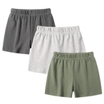 O2 BABY Organic Cotton Unisex Baby Jogger Pants, 3-Pack Pull-on Bottoms, Toddler Shorts (3-6 Months, Dark Gray/Dark Green/Grey Melange)