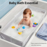 Baby Bathtub for 6M-3Y Toddler, Baby Shower Gifts & Registry Search for Boys Girls, Collapsible & Portable Bathtub for Beach Vacation Travel, Bath Essentials for Toddler, Newborn, Kids