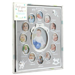 Tiny Ideas Baby’s My First Year Picture Frame, Monthly Milestone Photo Collage, 12 Month Baby Keepsake, Nursery Wall Decor and Baby Gift, Silver