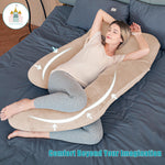 Cute Castle Pregnancy Pillows, Soft U-Shape Maternity Pillow with Removable Cover - Full Body Pillows for Adults Sleeping - Pregnancy Must Haves - Jumbo 57 Inch - Brown