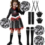 Spooktacular Creations Kids Halloween Cheerleader Costume, Zombie Cheerless Costume for Girls, Dead Cheer Outfit Toddlers for Halloween Scary Spiritless Dress Up Parties, S
