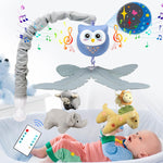 SUMWE Baby Crib Mobile with Music and Lights for Boys Musical Mobile Animals for Crib Bassinet Girls Toys Hanging Portable Safari Nursery Decor Blue